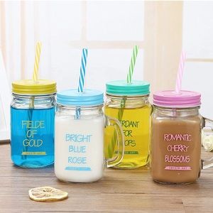 NIB 17oz Mason jars with straws